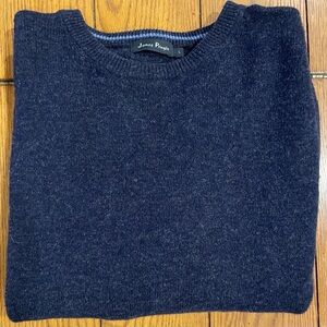 EUC James Pringle wool crewneck sweater, size large, navy blue color